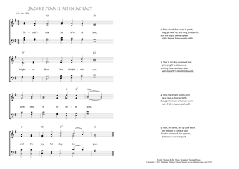 Hymn score of: Jacob's star is risen at last (Thomas Kelly/Johannes Thomas Rüegg)