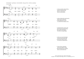 Hymn score of: Hark! what sounds salute our ears (Thomas Kelly/Johannes Thomas Rüegg)