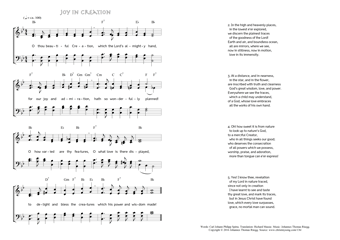 Hymn score of: O thou beautiful Creation - Joy in Creation (Carl Johann Philipp Spitta/Richard Massie/Johannes Thomas Rüegg)