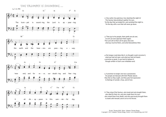 Hymn score of: The trumpet is sounding, the Lord is appearing (Thomas Kelly/Johannes Thomas Rüegg)