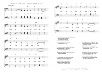 Hymn score of: To wait for that important day (Thomas Kelly/Johannes Thomas Rüegg)