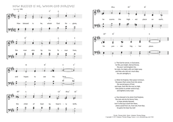 Hymn score of: How blessed is he, whom God forgives (Thomas Kelly/Johannes Thomas Rüegg)
