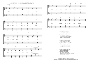 Hymn score of: Chief of sinners, Lord, am I (Thomas Kelly/Johannes Thomas Rüegg)