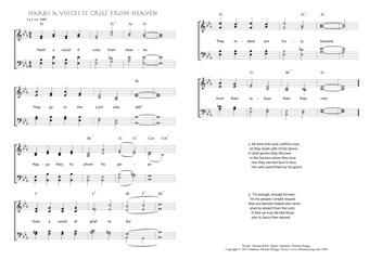 Hymn score of: Hark! a voice! it cries from heaven (Thomas Kelly/Johannes Thomas Rüegg)