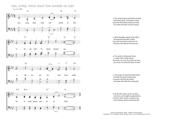 Hymn score of: Yes, Lord, thou hast the words of life (Thomas Kelly/Johannes Thomas Rüegg)