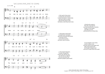 Hymn score of: We look for joys to come (Thomas Kelly/Johannes Thomas Rüegg)