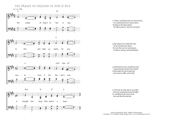 Hymn score of: The praise of heav'n to him is due (Thomas Kelly/Johannes Thomas Rüegg)
