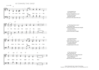 Hymn score of: Of sinners the chief (Thomas Kelly/Johannes Thomas Rüegg)