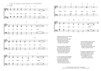 Hymn score of: Loss is gain, and pain is pleasure (Thomas Kelly/Johannes Thomas Rüegg)