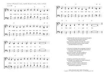 Hymn score of: Now praise we, and bless we, the Lord (Thomas Kelly/Johannes Thomas Rüegg)