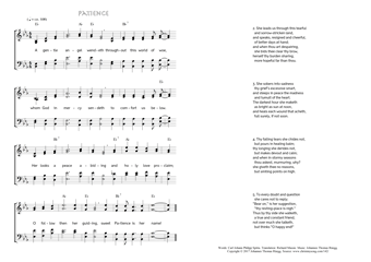 Hymn score of: A gentle angel wendeth - Patience (Carl Johann Philipp Spitta/Richard Massie/Johannes Thomas Rüegg)