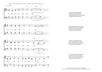 Hymn score of: Ye who know the Lord, draw nigh (Thomas Kelly/Johannes Thomas Rüegg)