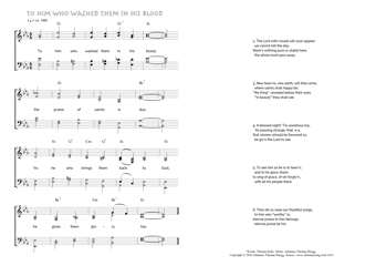 Hymn score of: To him who washed them in his blood (Thomas Kelly/Johannes Thomas Rüegg)