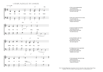 Hymn score of: Min Herre Gud, hvis gode hånd - Udfør redeligt dit embede (Carl Johann Philipp Spitta/Christian Benedictus Reventlow/Johannes Thomas Rüegg)