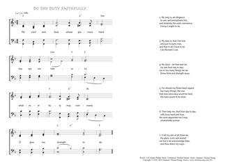 Hymn score of: My Lord and God, whose gracious hand - Do thy duty faithfully (Carl Johann Philipp Spitta/Richard Massie/Johannes Thomas Rüegg)