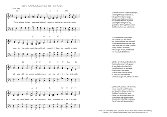 Hymn score of: Christ, whose first appearance lighted - The appearance of Christ (Carl Johann Philipp Spitta/Richard Massie/Johannes Thomas Rüegg)