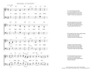 Hymn score of: "Awake, O sword," awake and smite (Thomas Kelly/Johannes Thomas Rüegg)