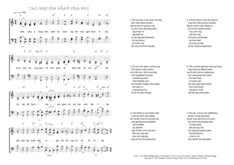 Hymn score of: Vær selv, o Gud, min støttestav - Tag ikke din hånd fra mig (Carl Johann Philipp Spitta/Christian Benedictus Reventlow/Johannes Thomas Rüegg)
