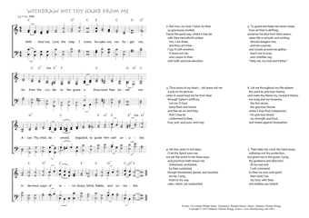 Hymn score of: Withhold not, Lord, the help I crave - Withdraw not thy hand from me (Carl Johann Philipp Spitta/Richard Massie/Johannes Thomas Rüegg)