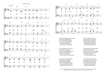 Hymn score of: O måtte jeg kun her i live - Længsel. (Carl Johann Philipp Spitta/Christian Benedictus Reventlow/Johannes Thomas Rüegg)