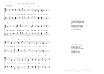 Hymn score of: Du reicher Gott und Herr - Gib mir dein Herz (Carl Johann Philipp Spitta/Johannes Thomas Rüegg)