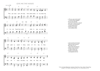 Hymn score of: Thou gracious Lord and God - Give me thy heart (Carl Johann Philipp Spitta/Richard Massie/Johannes Thomas Rüegg)