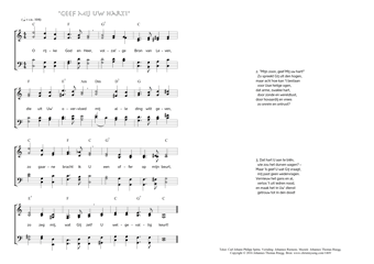 Hymn score of: O rijke God en Heer - "Geef Mij uw hart!" (Carl Johann Philipp Spitta/Johannes Riemens/Johannes Thomas Rüegg)