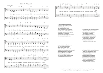 Hymn score of: Turn, poor wanderer, ere the sentence - Turn again (Carl Johann Philipp Spitta/Richard Massie/Johannes Thomas Rüegg)