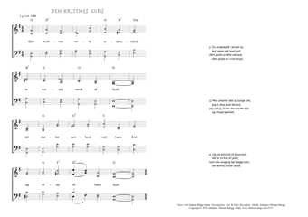Hymn score of: Den kristnes rette ordensbånd - Den kristnes kors (Carl Johann Philipp Spitta/Christian Benedictus Reventlow/Johannes Thomas Rüegg)