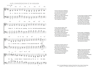 Hymn score of: As a traveller, returning - Our conversation is in heaven (Carl Johann Philipp Spitta/Richard Massie/Johannes Thomas Rüegg)