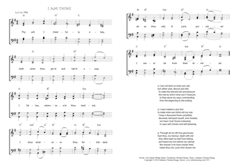 Hymn score of: Thy will I cheerfully obey - I am thine (Carl Johann Philipp Spitta/Richard Massie/Johannes Thomas Rüegg)
