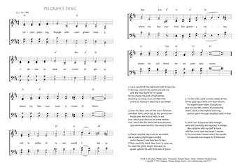 Hymn score of: Uncomplaining, though with care grown hoary - Pilgrim's song (Carl Johann Philipp Spitta/Richard Massie/Johannes Thomas Rüegg)