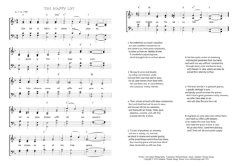 Hymn score of: Our lot is fall'n in pleasant places - The happy lot (Carl Johann Philipp Spitta/Richard Massie/Johannes Thomas Rüegg)