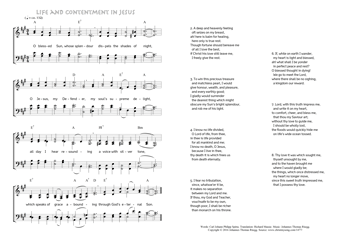 Hymn score of: O blessed Sun, whose splendour - Life and contentment in Jesus (Carl Johann Philipp Spitta/Richard Massie/Johannes Thomas Rüegg)