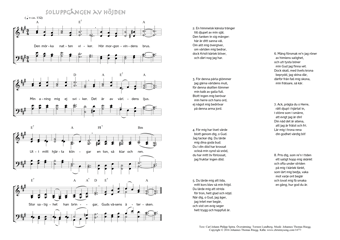 Hymn score of: Den mörka natten viker - Soluppgången av höjden (Carl Johann Philipp Spitta/Torsten Lundberg/Johannes Thomas Rüegg)