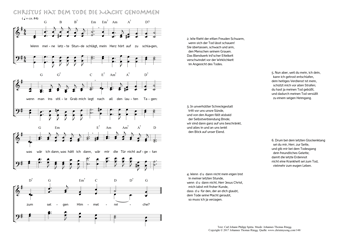 Hymn score of: Wenn meine letzte Stunde schlägt - Christus hat dem Tode die Macht genommen (Carl Johann Philipp Spitta/Johannes Thomas Rüegg)