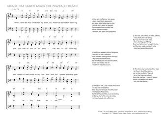 Hymn score of: When comes the hour which seals my doom - Christ has taken away the power of death (Carl Johann Philipp Spitta/Richard Massie/Johannes Thomas Rüegg)