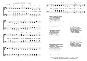 Hymn score of: Where is mercy and compassion - The fulness of Christ (Carl Johann Philipp Spitta/Richard Massie/Johannes Thomas Rüegg)