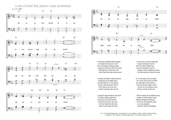 Hymn score of: Ännu ej min stund är inne - Min stund är ännu icke kommen (Carl Johann Philipp Spitta/Torsten Lundberg/Johannes Thomas Rüegg)