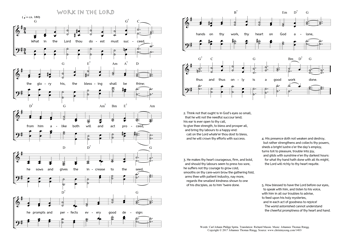 Hymn score of: What in the Lord thou doest must succeed - Work in the Lord (Carl Johann Philipp Spitta/Richard Massie/Johannes Thomas Rüegg)