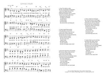 Hymn score of: Gottes Stadt steht fest gegründet - Gottes Stadt (Carl Johann Philipp Spitta/Johannes Thomas Rüegg)
