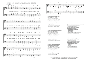 Hymn score of: I and my house are ready, Lord - I and my house will serve the Lord (Carl Johann Philipp Spitta/Richard Massie/Johannes Thomas Rüegg)