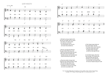 Hymn score of: Nu sjunker solen i det blå - God natt! (Carl Johann Philipp Spitta/Torsten Lundberg/Johannes Thomas Rüegg)