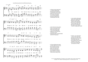 Hymn score of: Rik välsignelse från Herran - Hednamissionärerna (Carl Johann Philipp Spitta/Torsten Lundberg/Johannes Thomas Rüegg)