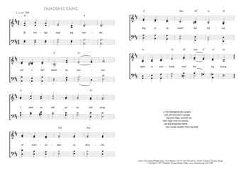 Hymn score of: Et herligt digt jeg kender - Sangenes sang (Carl Johann Philipp Spitta/Christian Benedictus Reventlow/Johannes Thomas Rüegg)