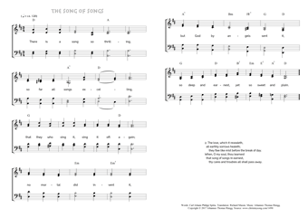 Hymn score of: There is a song so thrilling - The song of songs (Carl Johann Philipp Spitta/Richard Massie/Johannes Thomas Rüegg)