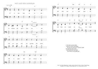 Hymn score of: Er is een lied, zo teder - Het lied der liederen (Carl Johann Philipp Spitta/Johannes Riemens/Johannes Thomas Rüegg)