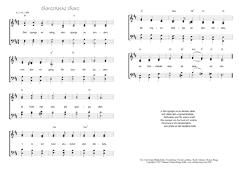 Hymn score of: Det sjungs en sång, den sjungs av bruden - Sångernas sång (Carl Johann Philipp Spitta/Torsten Lundberg/Johannes Thomas Rüegg)