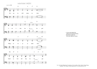 Hymn score of: Klaga ej, mitt sorgsna barn - Nattens tröst (Carl Johann Philipp Spitta/Torsten Lundberg/Johannes Thomas Rüegg)