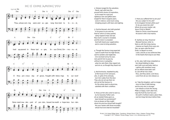 Hymn score of: Thou, whose coming seers and sages - He is come among you (Carl Johann Philipp Spitta/Richard Massie/Johannes Thomas Rüegg)